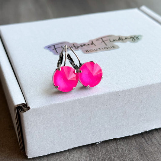 Shocking Pink Rivoli Drop Earring