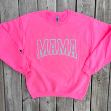 Load image into Gallery viewer, PUFF Print Mama Neon Pink Crewneck