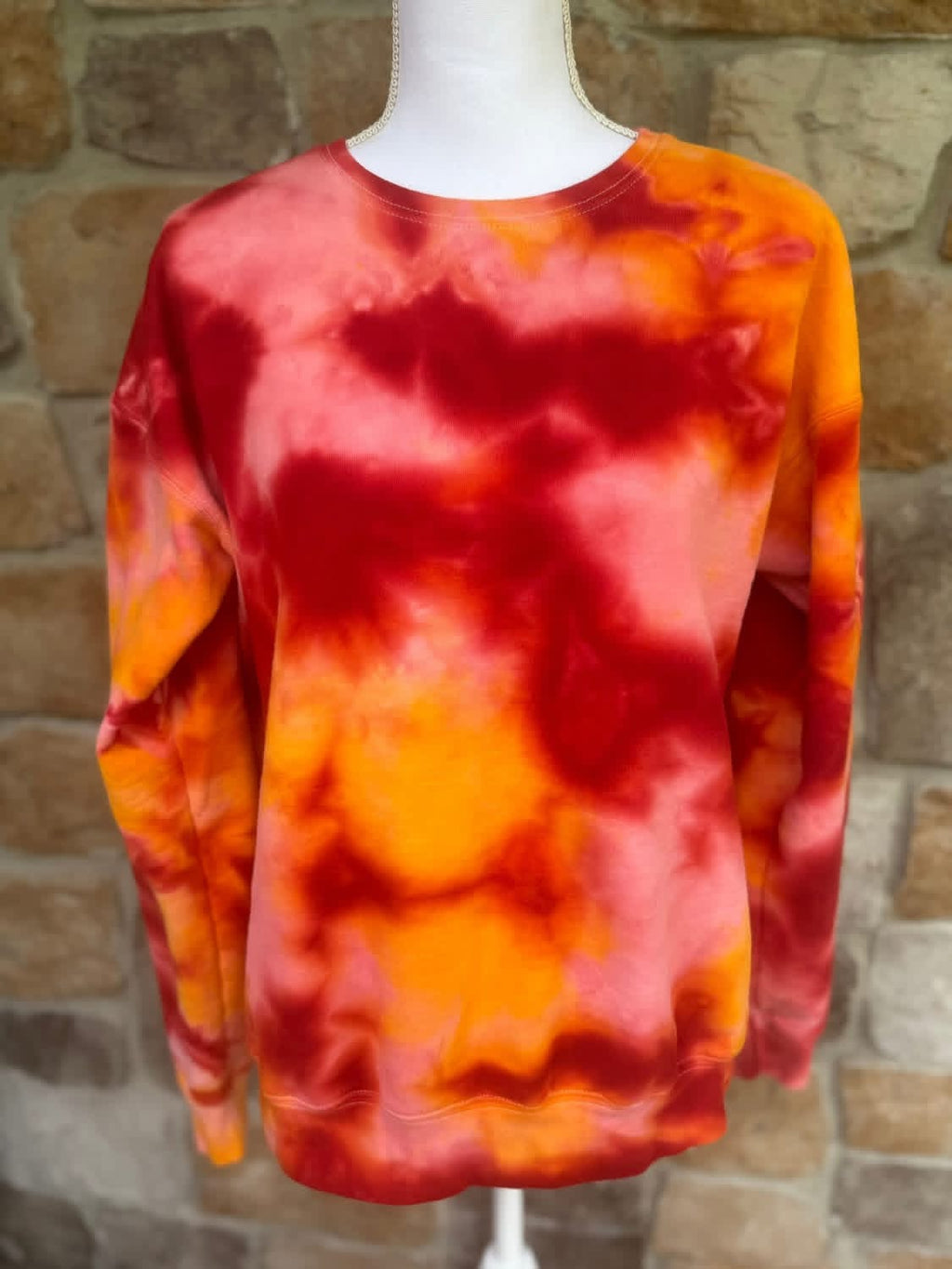 Red & Golden Yellow Ice Dye Tee, Crewneck, or Hoodie