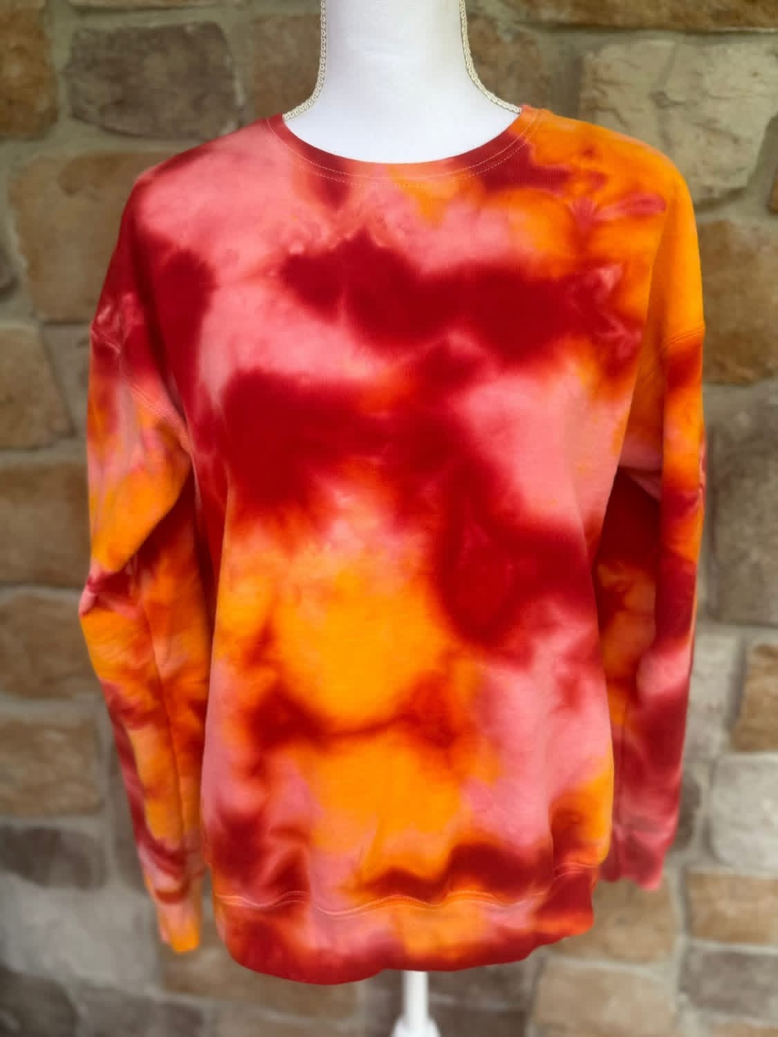 Red & Golden Yellow Ice Dye Tee, Crewneck, or Hoodie