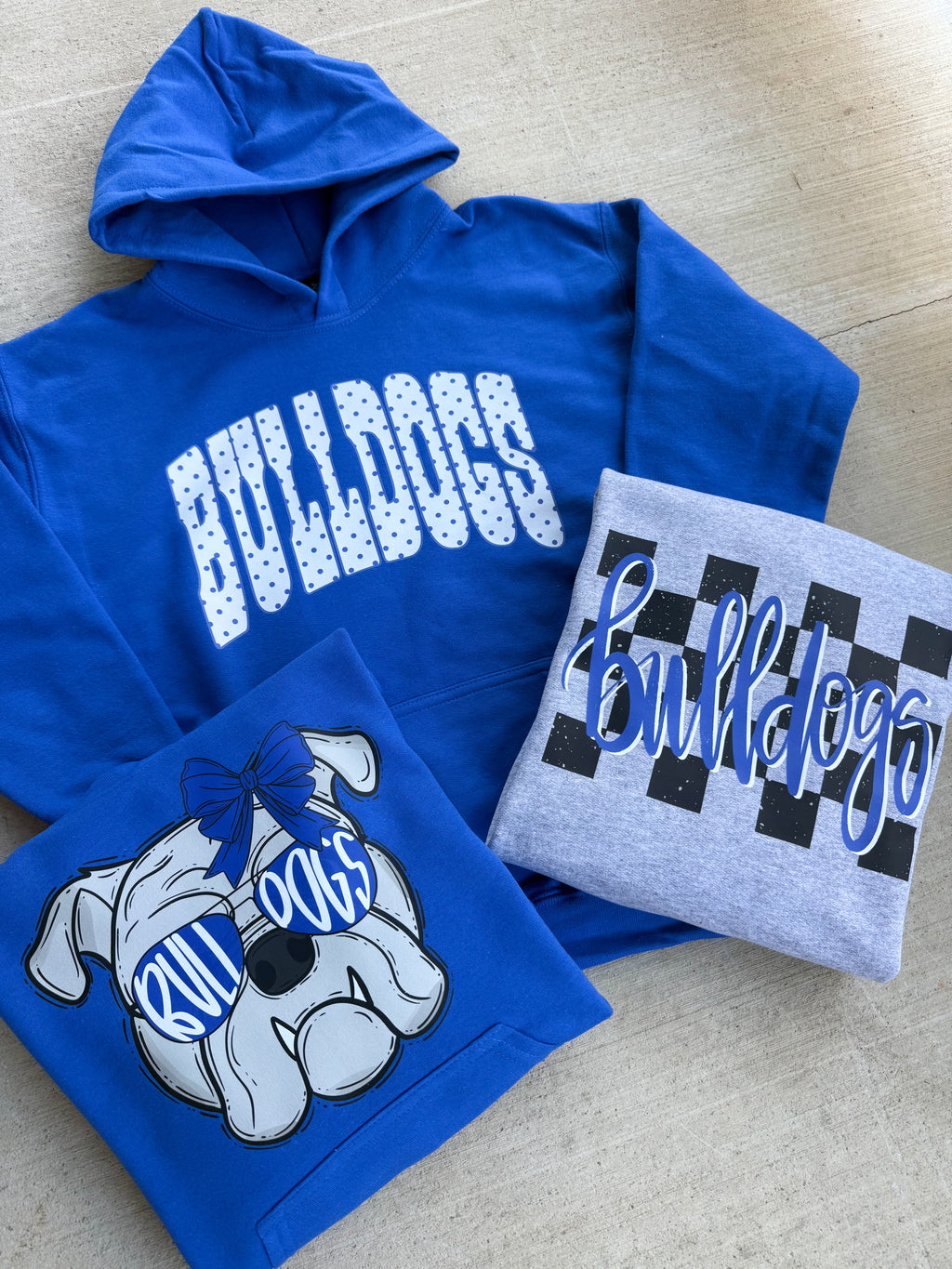 Youth Bulldogs Mascot Bow & Sunglasses Graphic — Floorboard Findings Boutique