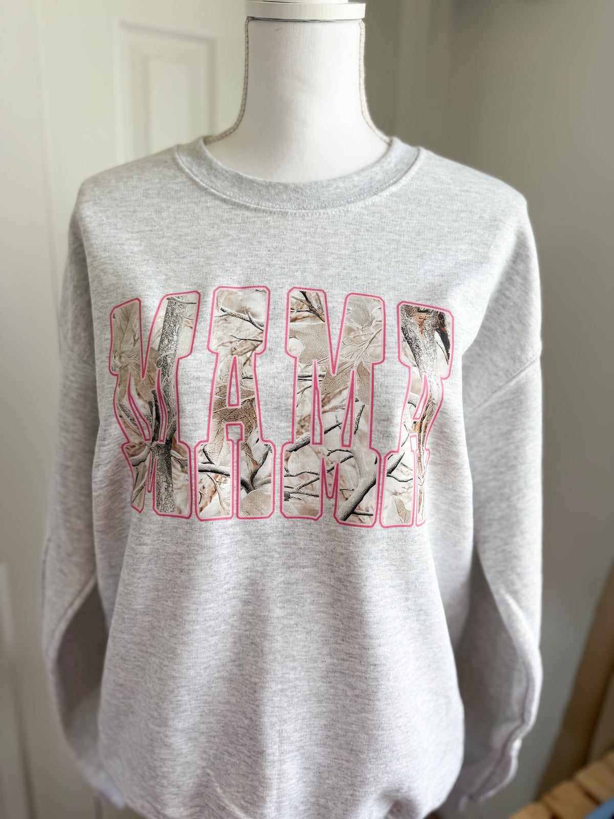 White Camo Mama Crewneck — Floorboard Findings Boutique