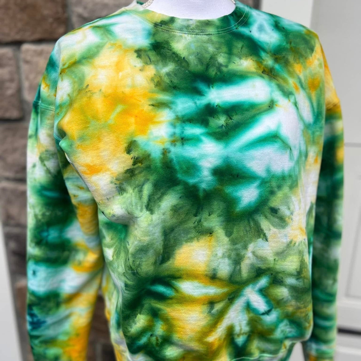 Emerald & Yellow Ice Dye Crewneck — Floorboard Findings Boutique