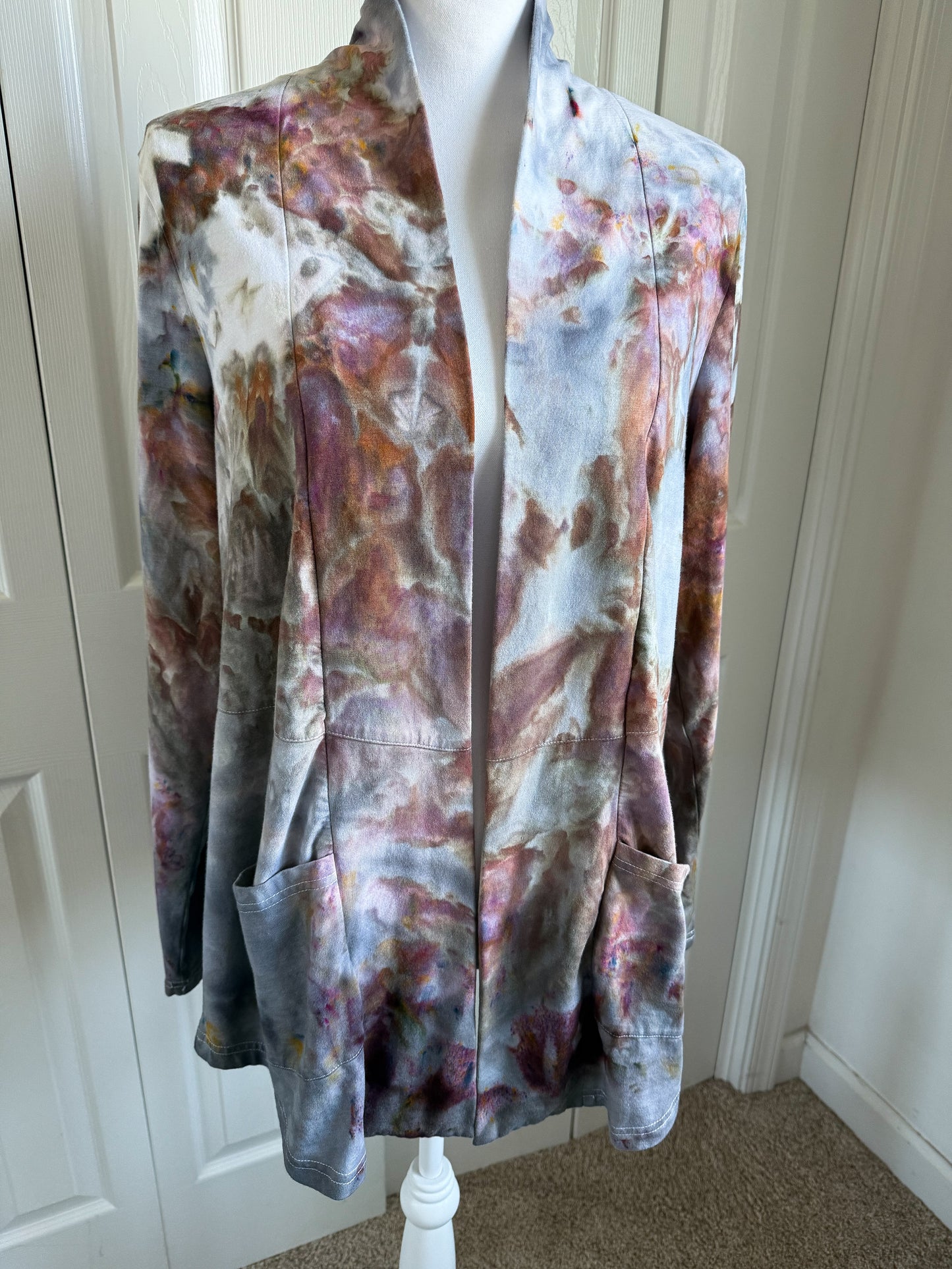 Grey Mist Ice Dye Stretch Cardigan Size LG