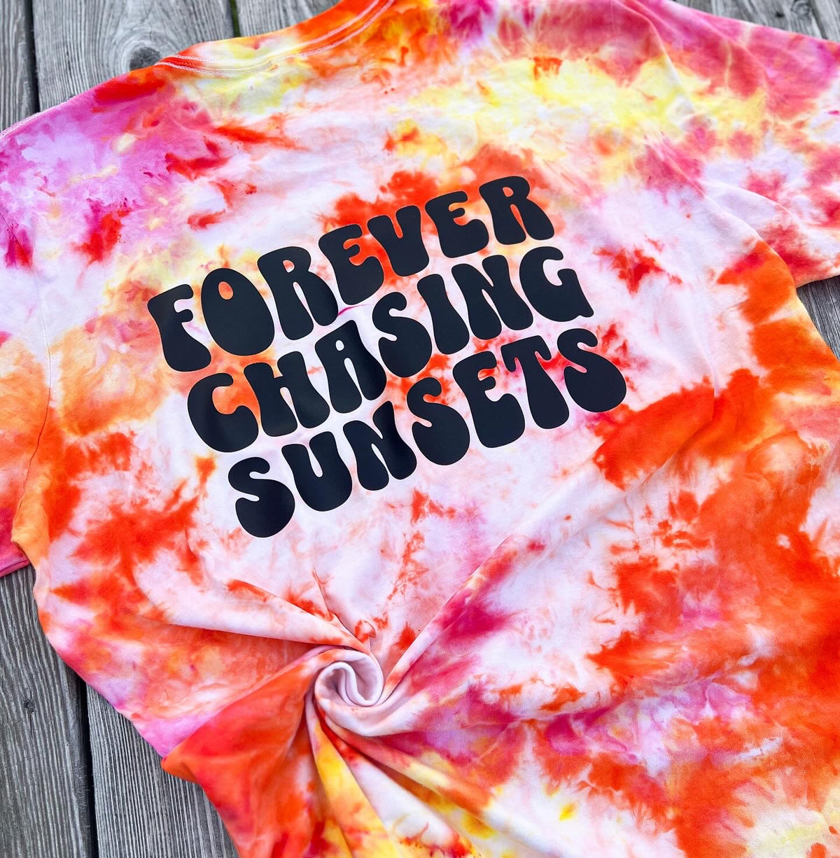 Chasing Sunsets Ice Dye Tee — Floorboard Findings Boutique