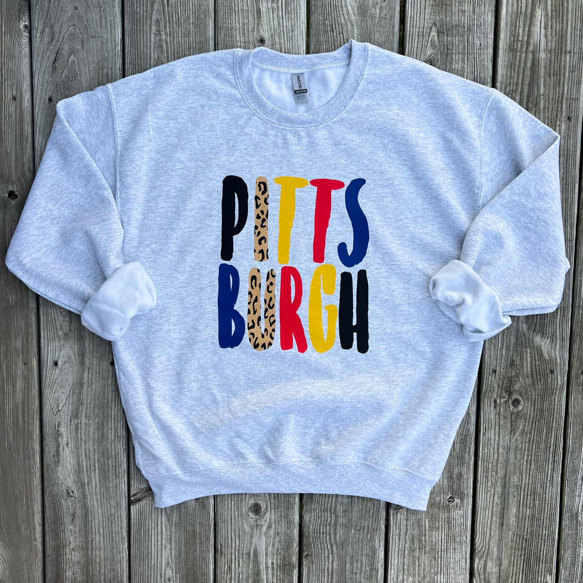 Leopard Pittsburgh Crewneck — Floorboard Findings Boutique