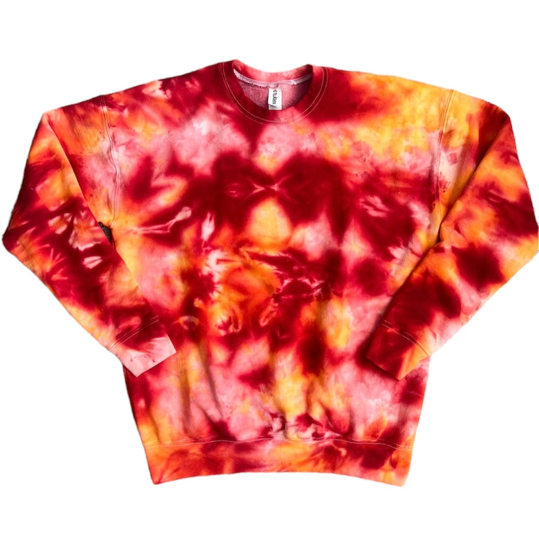 Red & Yellow Ice Dye Crewneck — Floorboard Findings Boutique