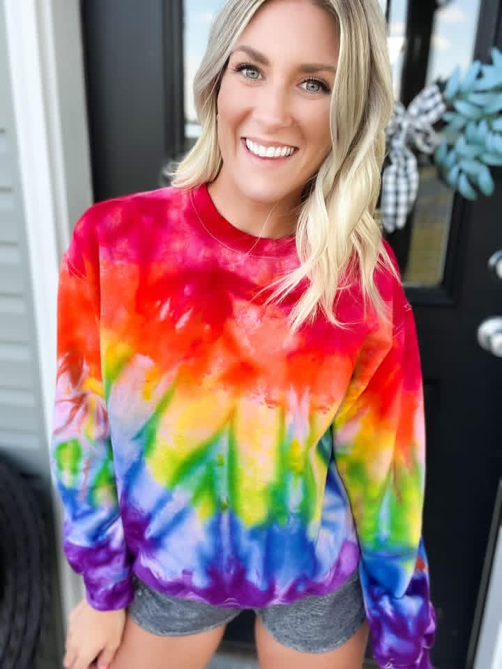 Rainbow Ombre Ice Dye Tee, Crewneck, or Hoodie