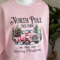 Pink North Pole Tree Farm Crewneck — Floorboard Findings Boutique