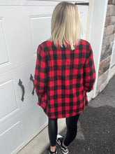 Load image into Gallery viewer, Buffalo Plaid Sherpa Lined Shacket RED