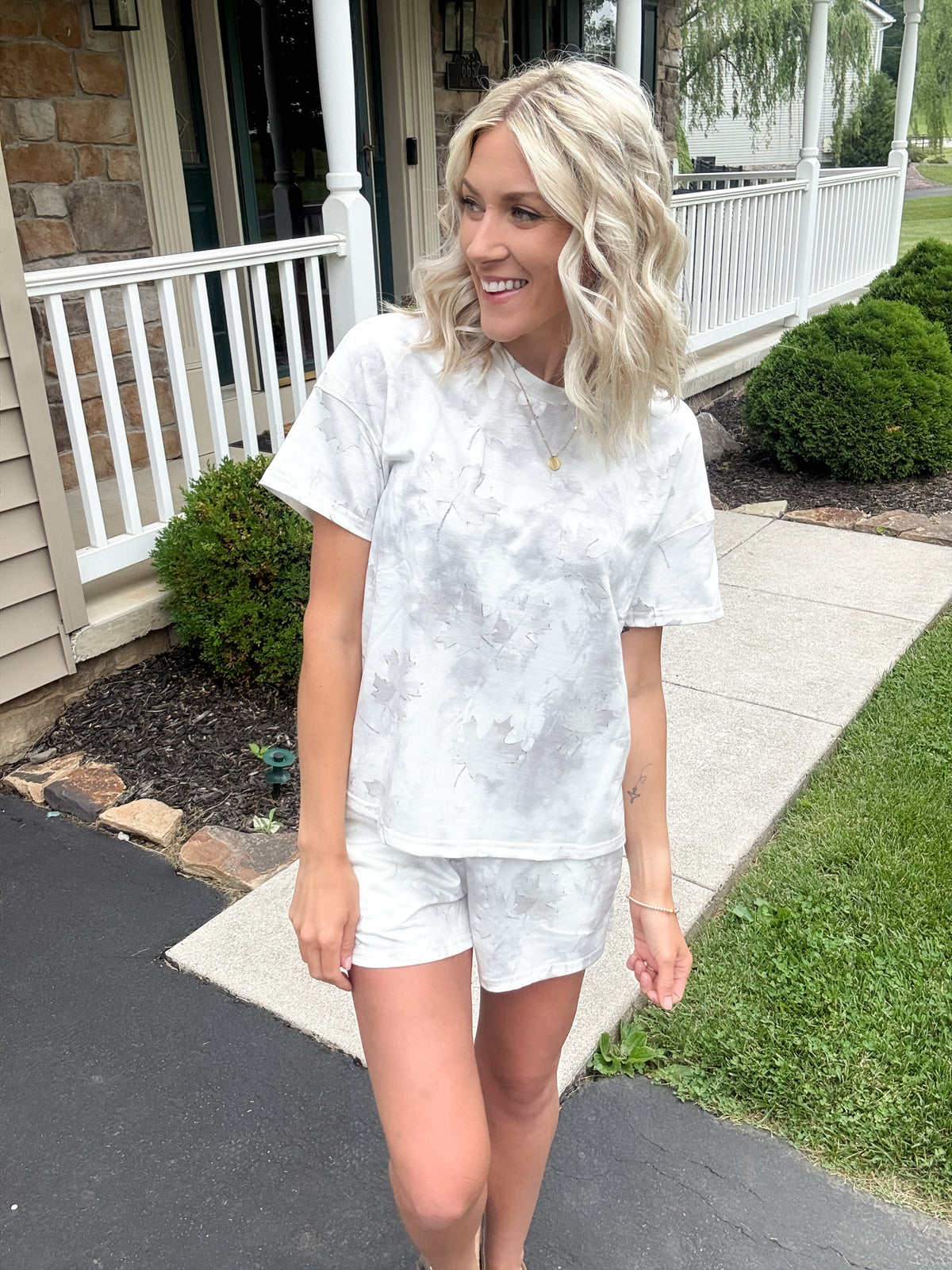 Camo Top and Elastic Waist Short Sets