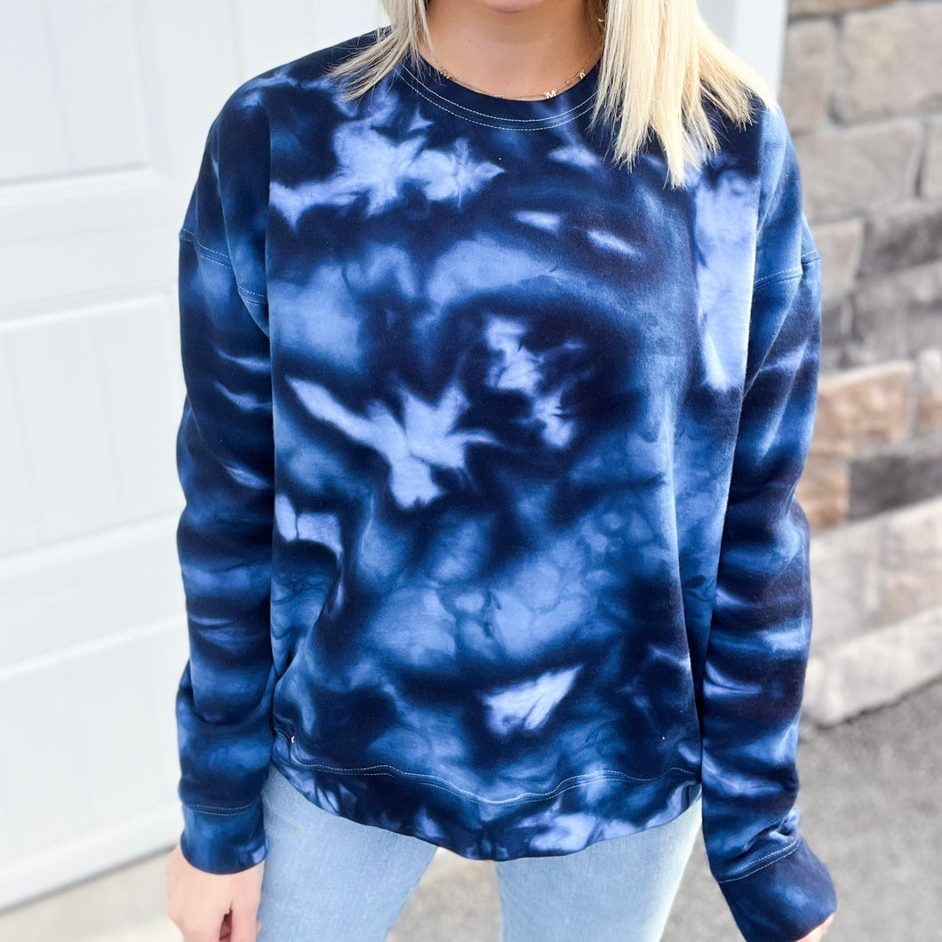 Navy Ice Dye Crew or Hoodie