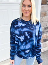 Load image into Gallery viewer, Navy Ice Dye Crew or Hoodie