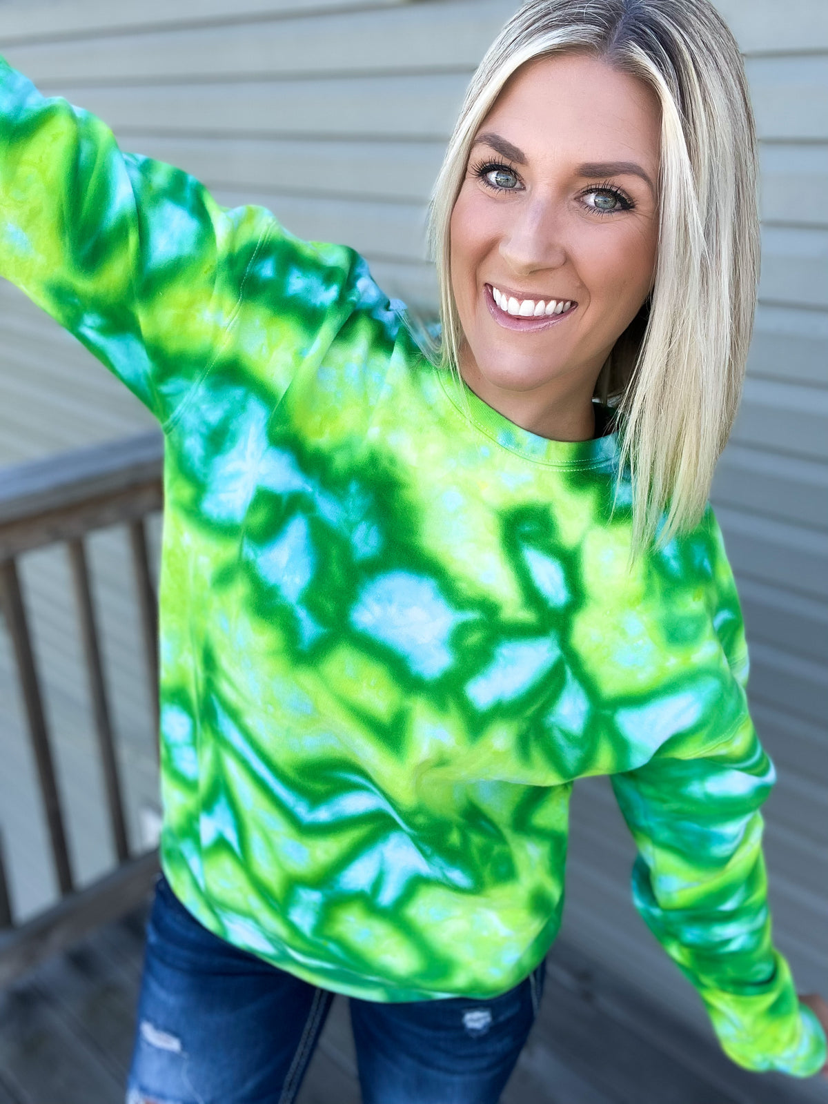 Grinchy Green Ice Dye Crewneck — Floorboard Findings Boutique