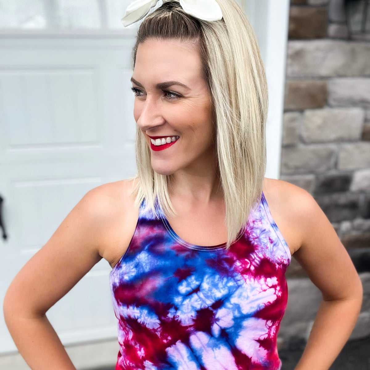 Patriotic Ice Dye Racerback Tank