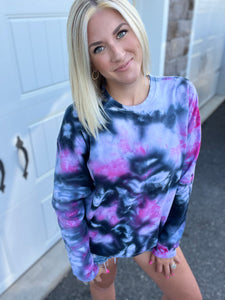 Black and Pink Ice dye Crew PREORDER