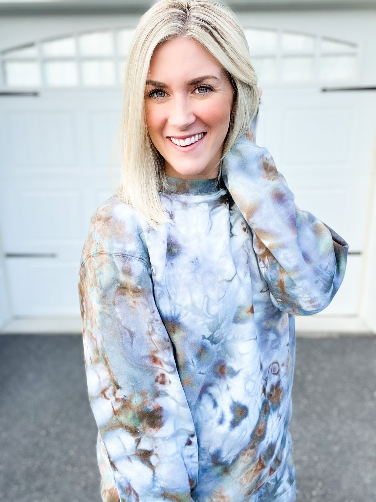 Olive & Grey Ice Dye Pullover — Floorboard Findings Boutique