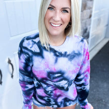 Load image into Gallery viewer, Black and Pink Ice dye Crew PREORDER