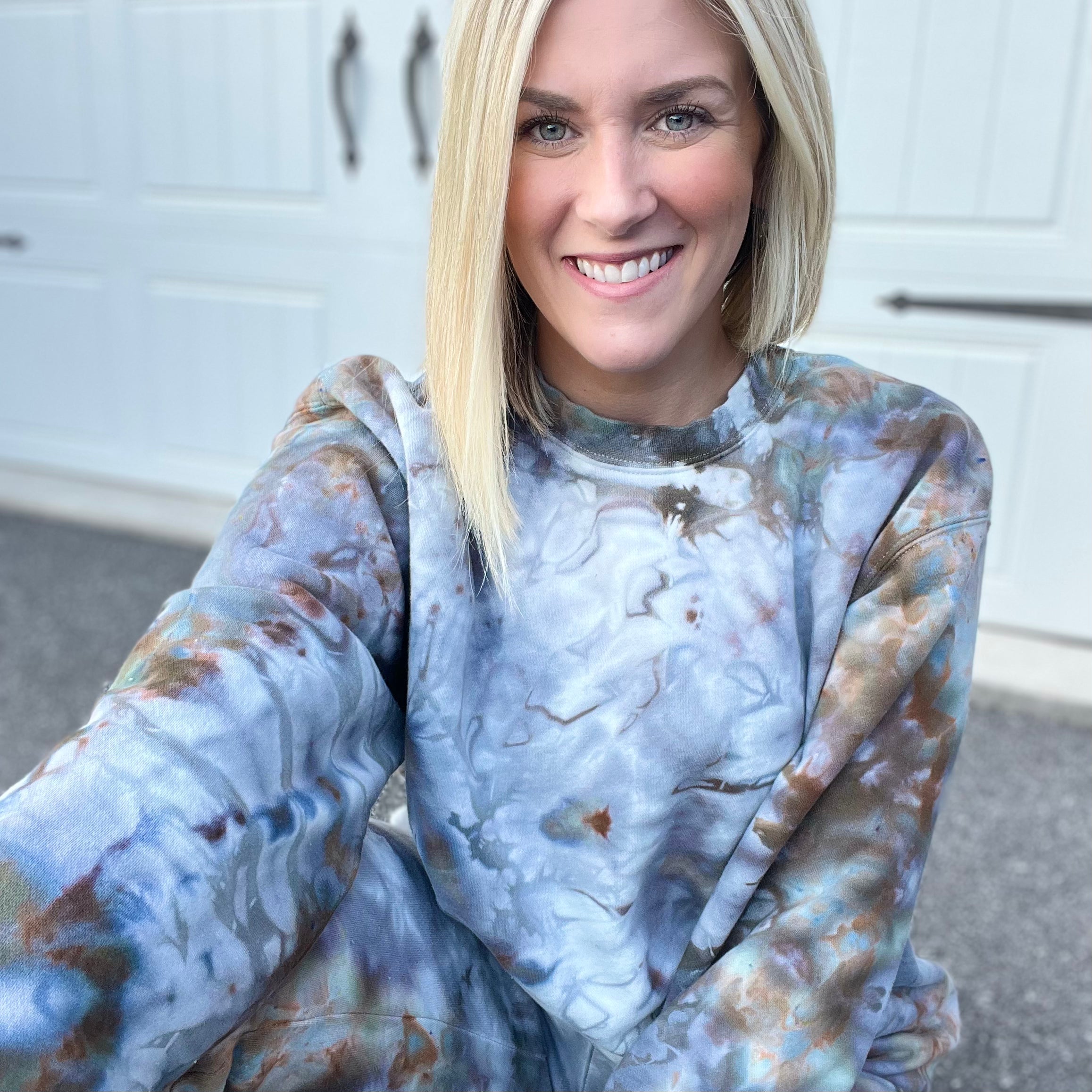 Olive & Grey Ice Dye Pullover — Floorboard Findings Boutique