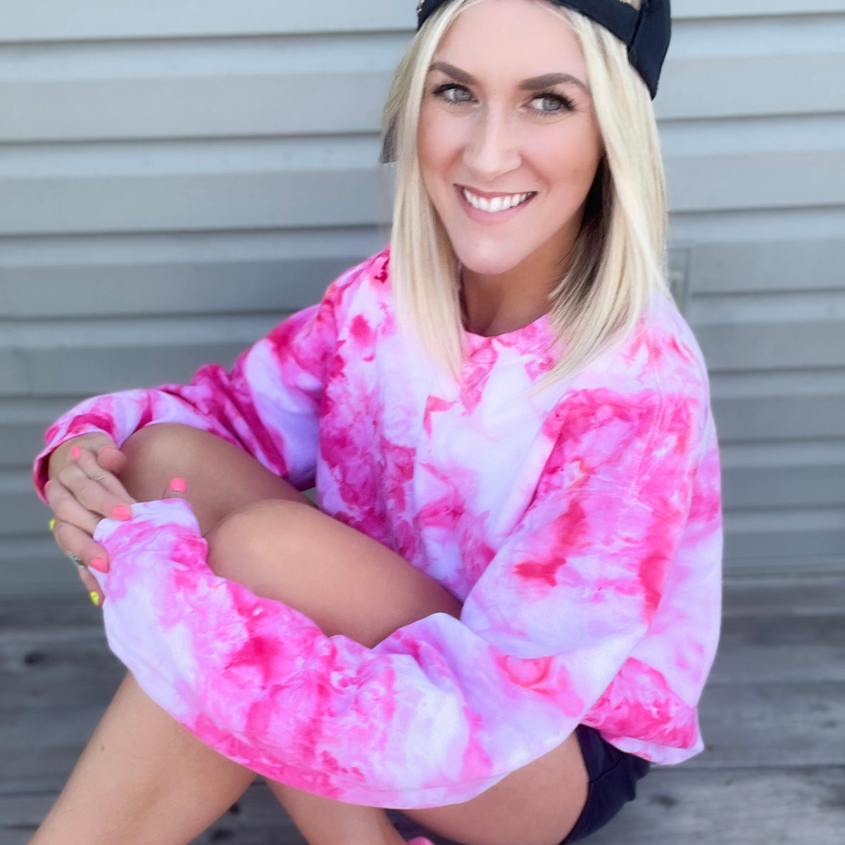 Hot Pink & Bubblegum Ice Dye Pullover — Floorboard Findings Boutique