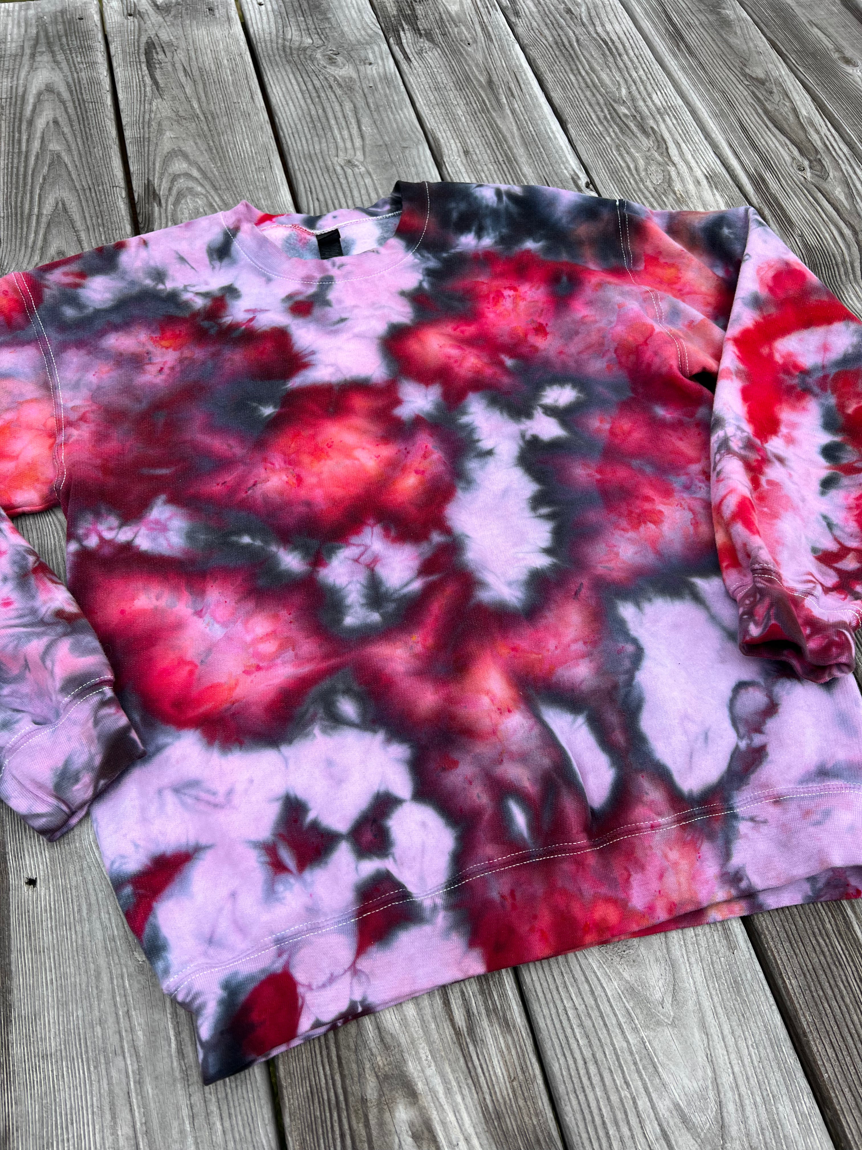 Red & Black Ice Dye Pullover
