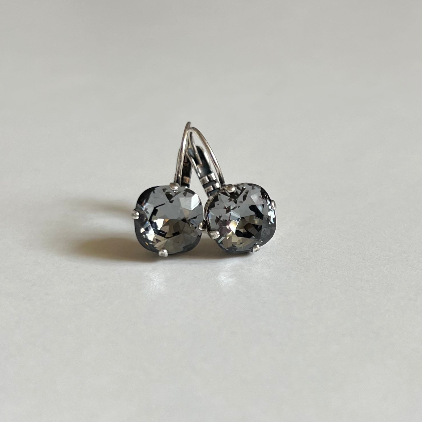 Silver Night Cushion Cut Earrings 10mm, alternate view 2