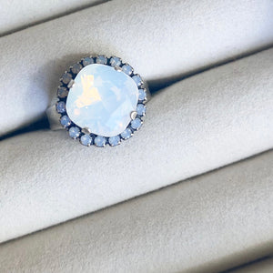 Floorboard Findings Swarovski Ring • Spring Opal Collection • White Opal & Air Blue Opal