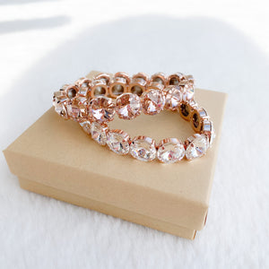 Floorboard Findings Swarovski Crystal Silicone Stretch Bracelet in Clear/Rose Gold