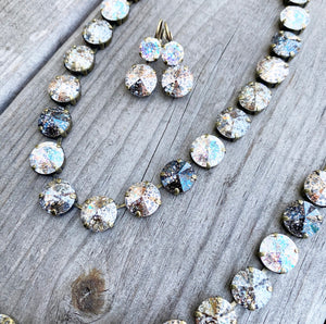 Floorboard Findings Swarovski Crystal Rivoli Necklace in “Patina” Collection