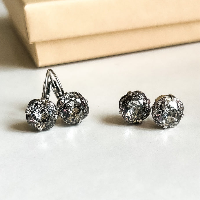 Black Patina Crystal Earrings
