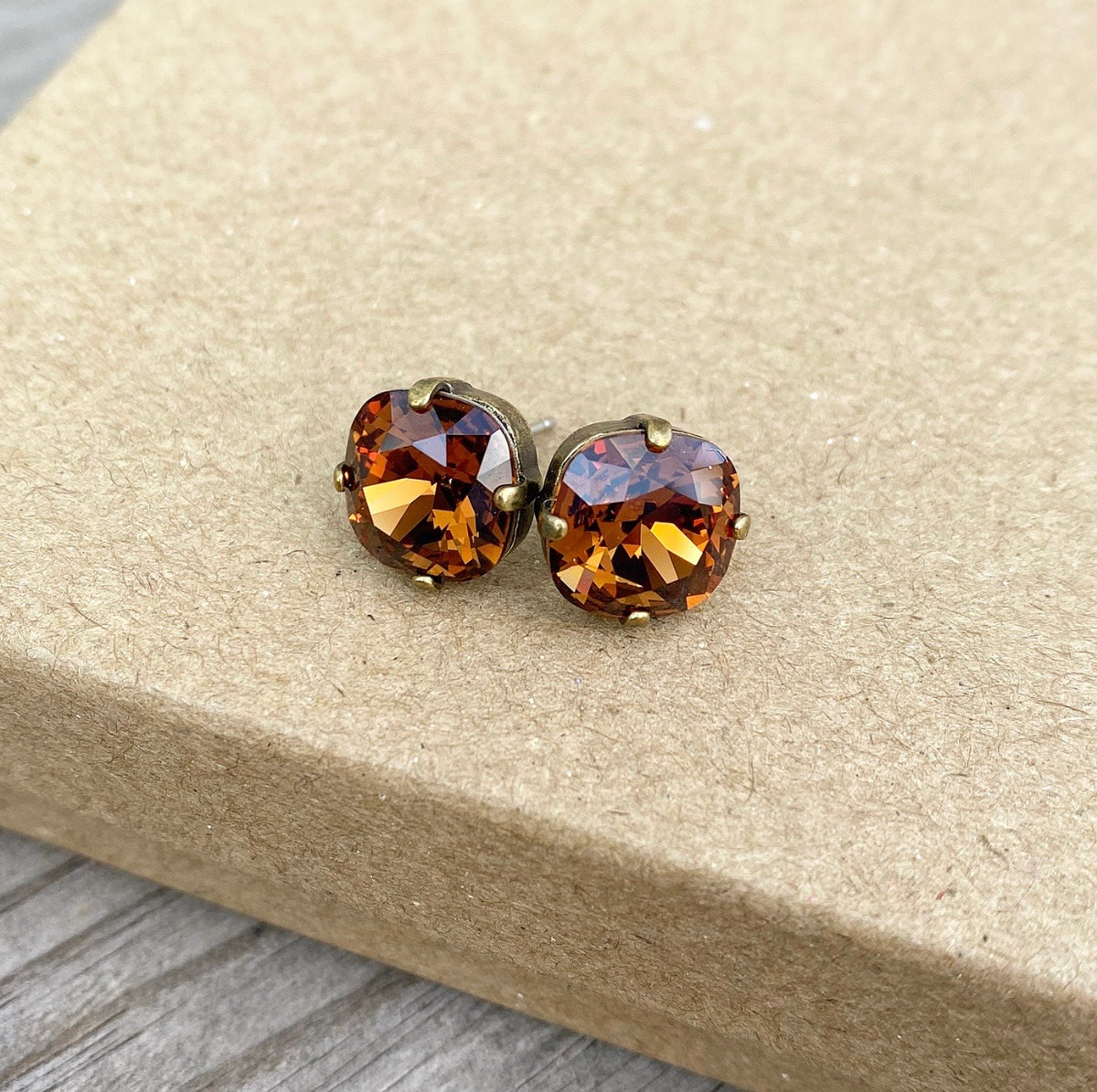 Floorboard Findings Swarovski Studs in Topaz — Floorboard Findings Boutique