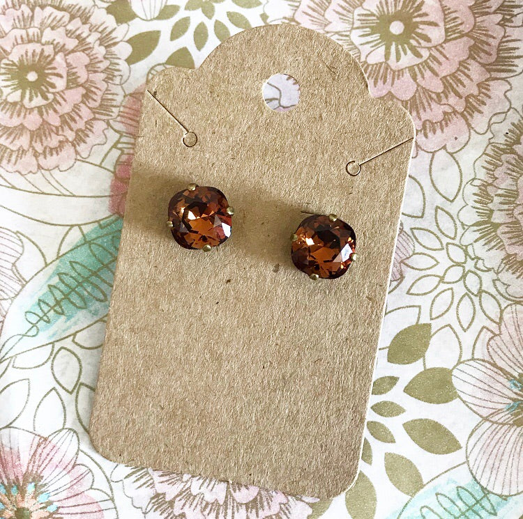 Floorboard Findings Swarovski Studs in Topaz — Floorboard Findings Boutique