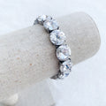 Floorboard Findings Silicone Stretch Bracelet in Crystal Clear/Antique silver setting — Floorboard Findings Boutique