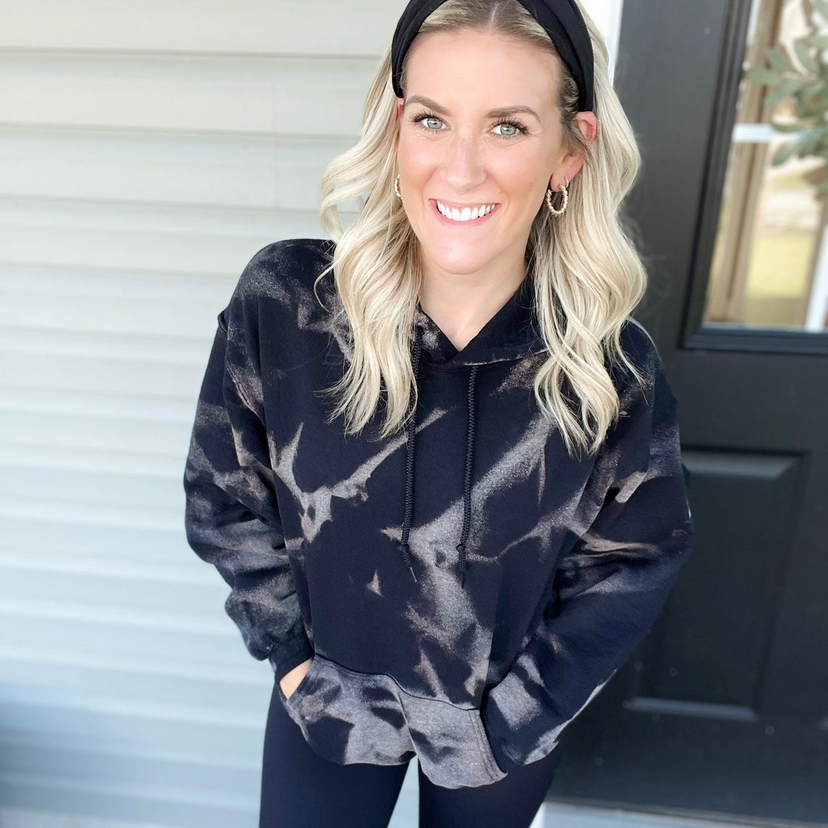 Black Bleached Fleece Lined Hoodie — Floorboard Findings Boutique