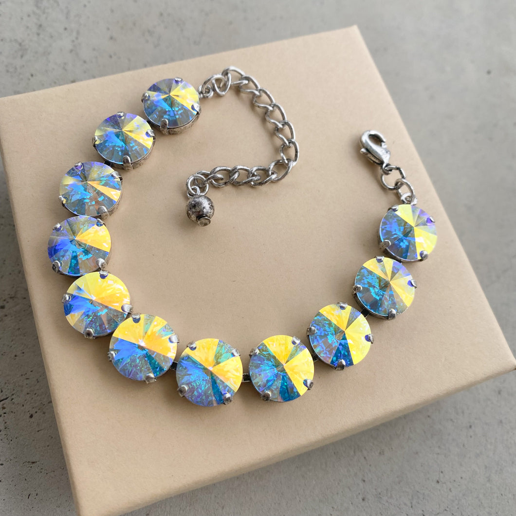 AB Crystal & Gold Chain Bracelet – MAC Jewelry
