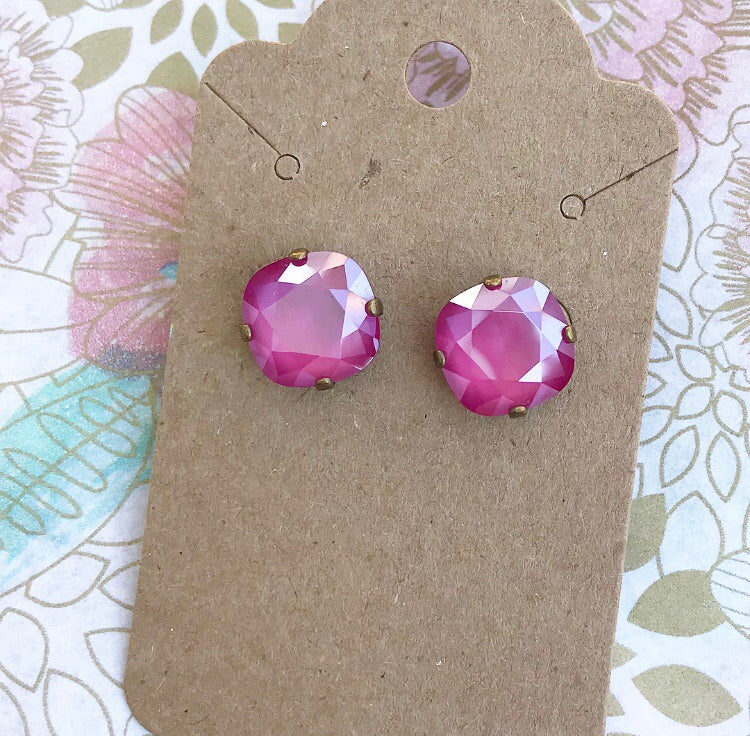 Floorboard Findings Swarovski Studs in Pink Peony — Floorboard Findings Boutique
