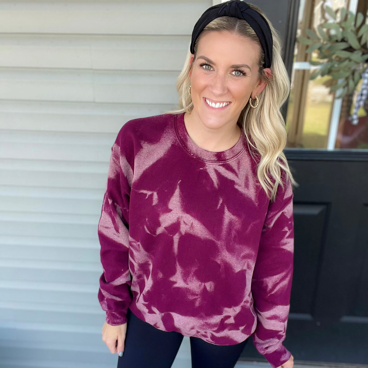 Maroon Bleached Fleece Lined Pullover — Floorboard Findings Boutique