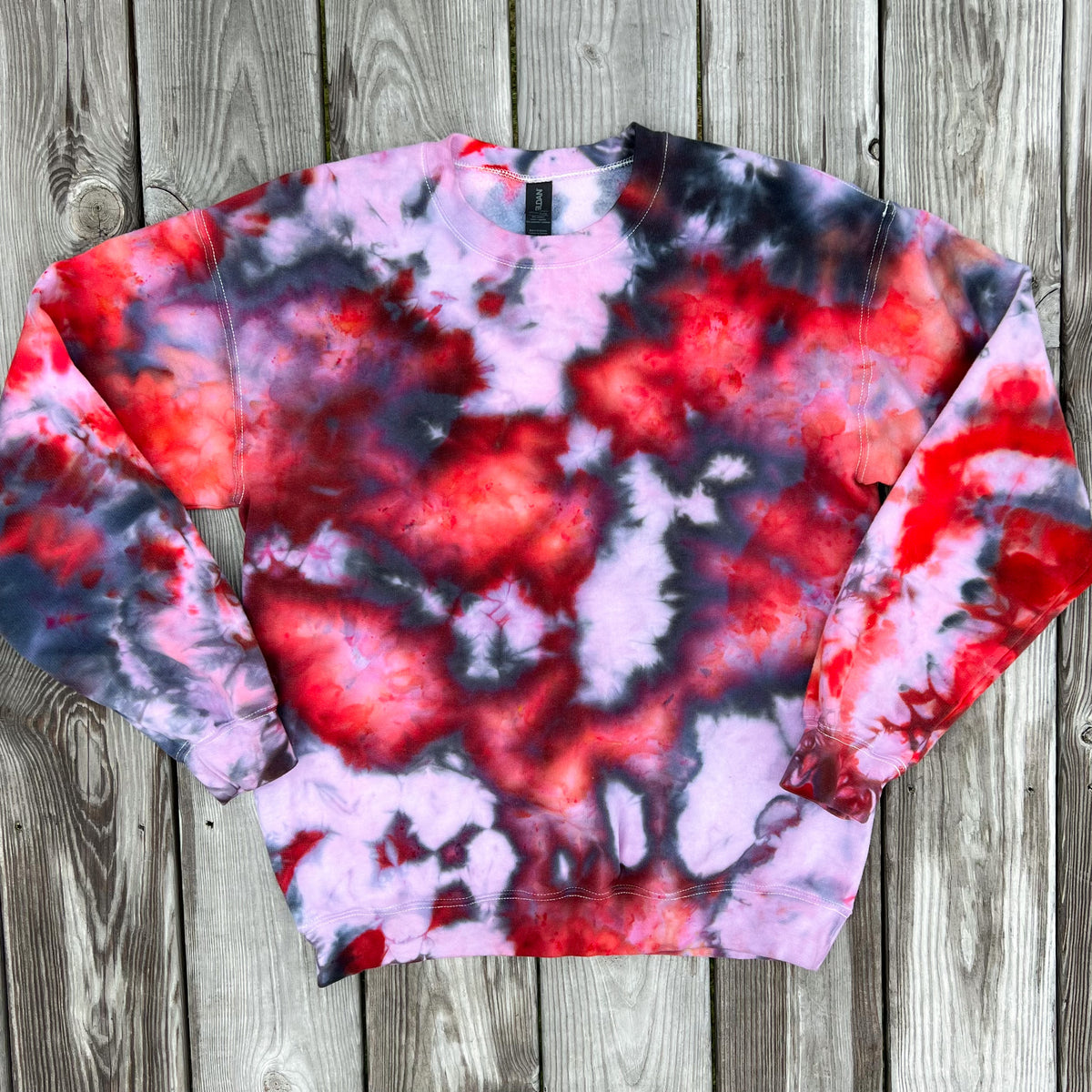 Red & Black Ice Dye Pullover