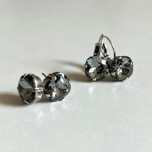 Silver Night Cushion Cut Earrings 10mm