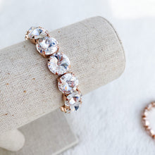 Load image into Gallery viewer, Floorboard Findings Swarovski Crystal Silicone Stretch Bracelet in Clear/Rose Gold