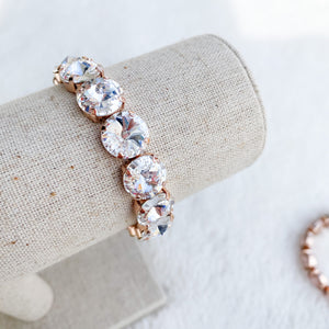 Floorboard Findings Swarovski Crystal Silicone Stretch Bracelet in Clear/Rose Gold