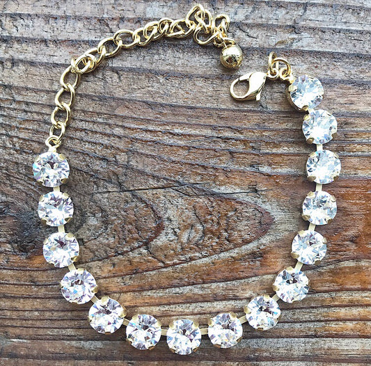 Floorboard Findings Swarovski Crystal Bracelet in Clear/Shiny Gold
