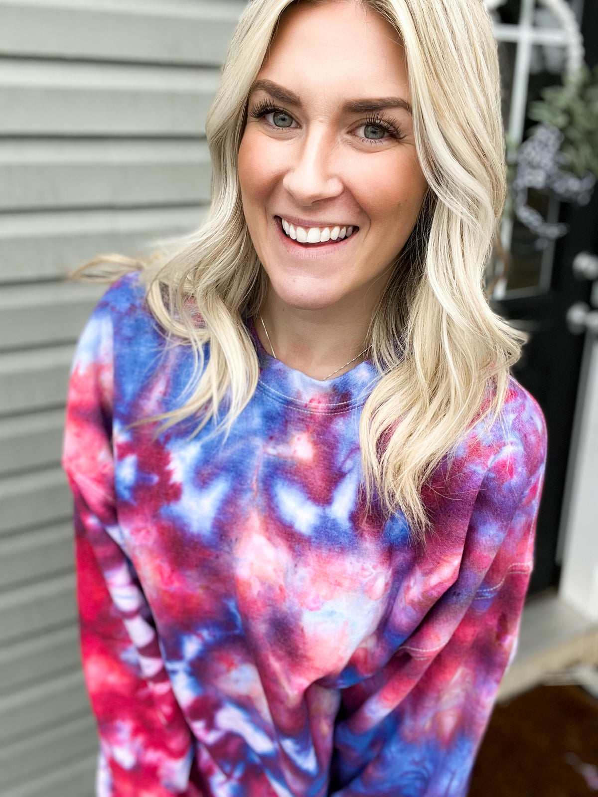 Red & Blue Ice Dye Pullover
