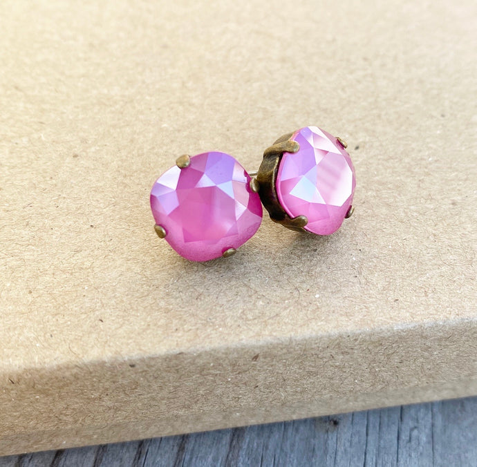 Floorboard Findings Swarovski Studs in Pink Peony